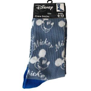 Disney Mickey Mouse Men’s Crew Socks Blue Graphic Size 9-13 New With Tags